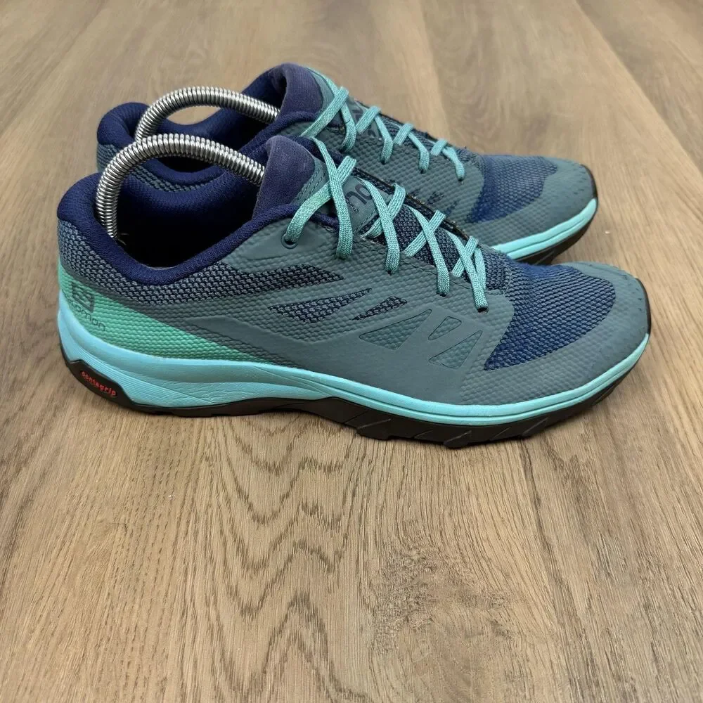 Salomon Shoes Womens Size 10 Blue Teal Trail Running Contagrip 407469 Sneakers